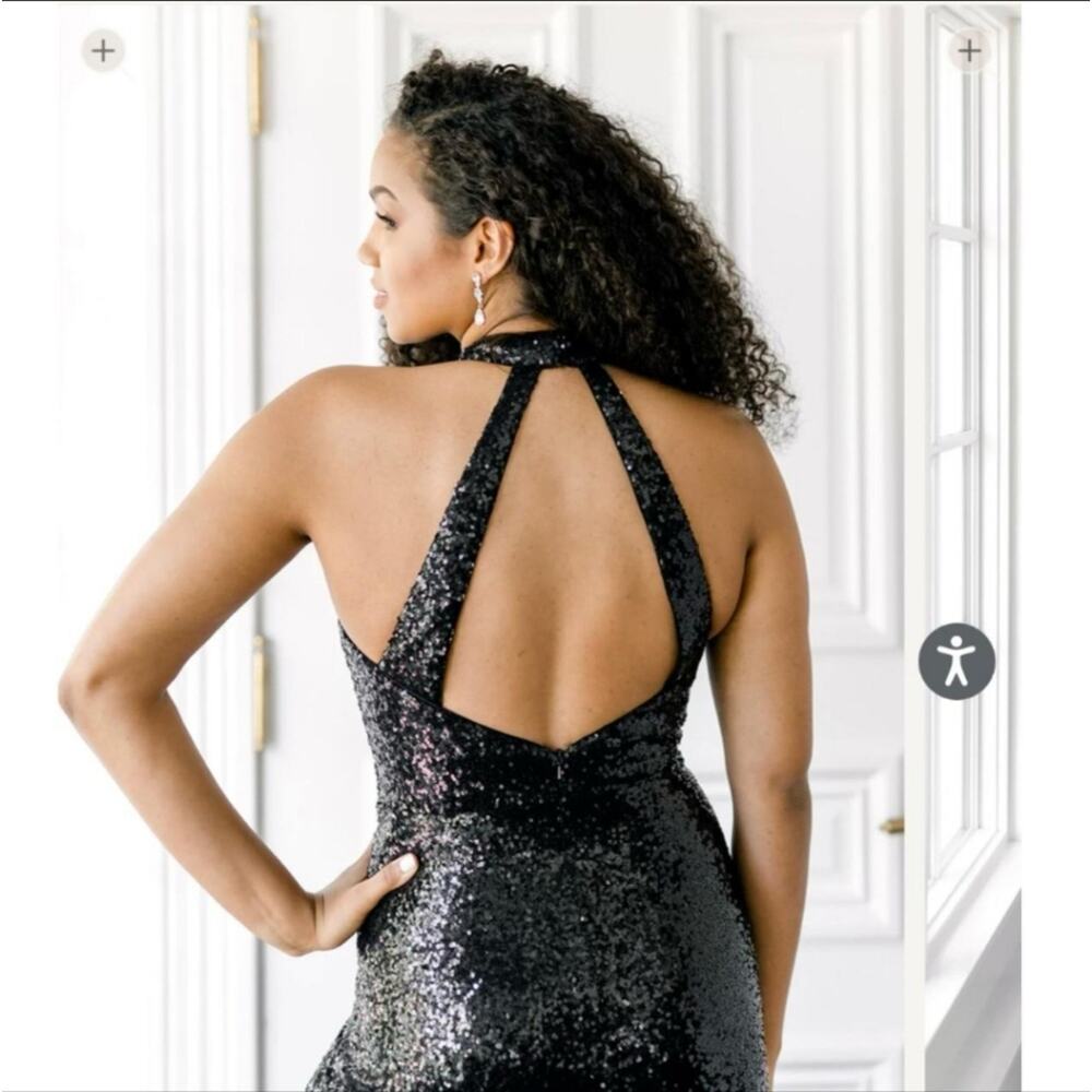 Revelry Silver Sequin Tori Gown Sz 8 - Picture 13 of 15